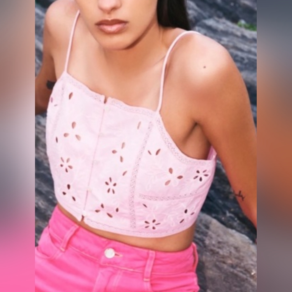 ZARA PINK CROPPED TOP - Picture 1 of 9